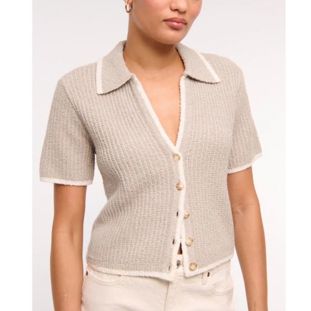 Abercrombie & Fitch Short Sleeve Button Front Cardigan Sweater Collared Small